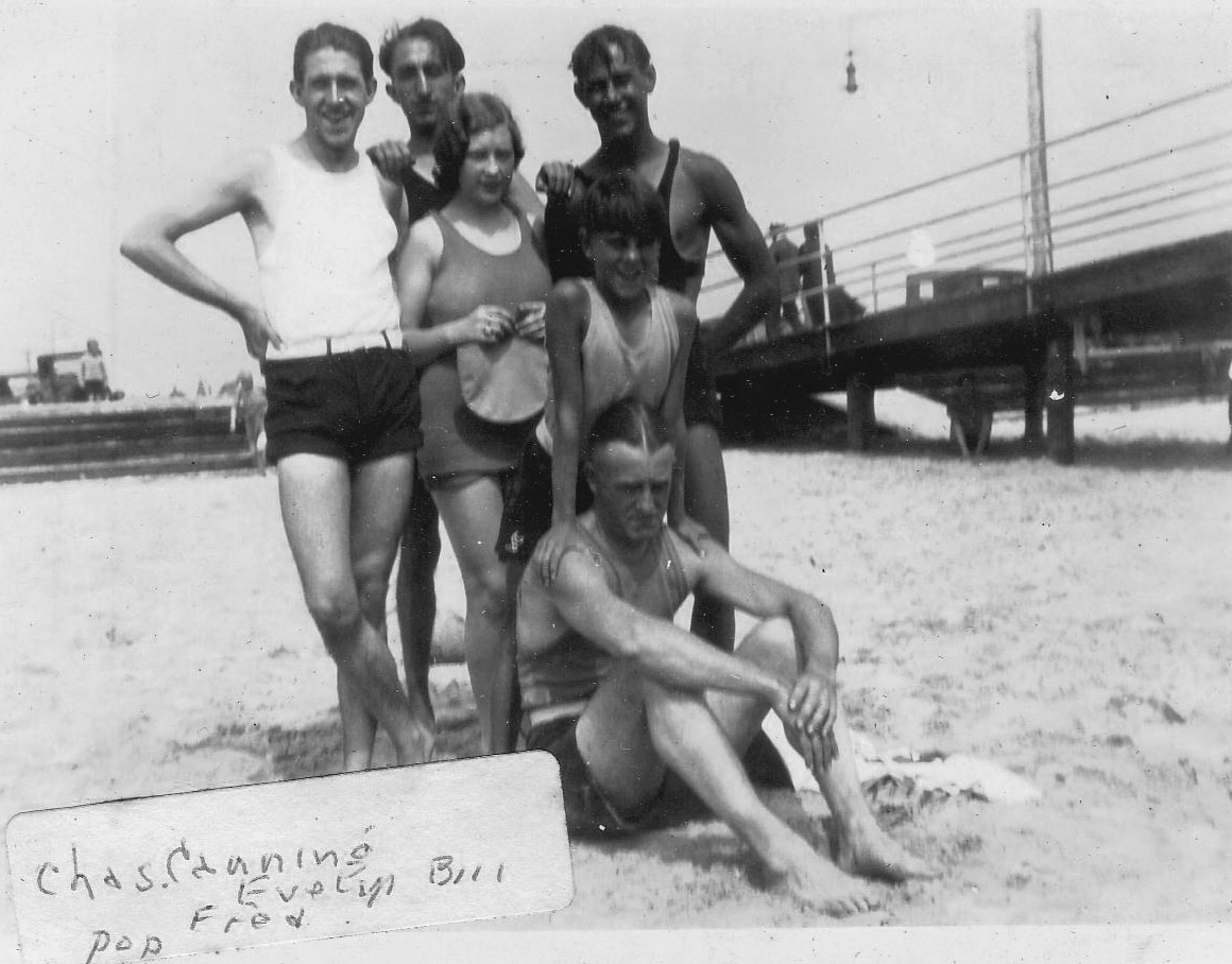 Standing left to right: Charles Canning, unknown, Evelyn Hill Lickfeld, Fred E. Lickfeld, William A. Lickfeld; Sitting: William E. Lickfeld Jr.