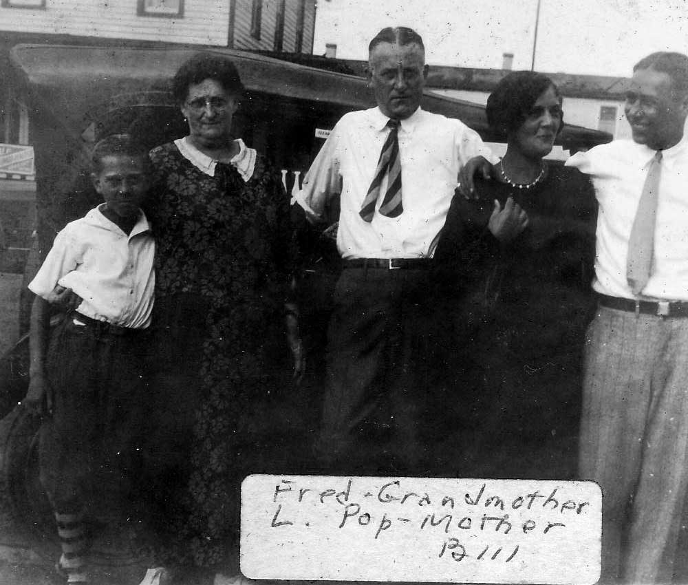 Left to right: Fred E. Lickfeld, Ruby R. Lickfeld, William E. Lickfeld Jr., Evelyn Hill Lickfeld, William A. Lickfeld, Wildwood, late 1920s