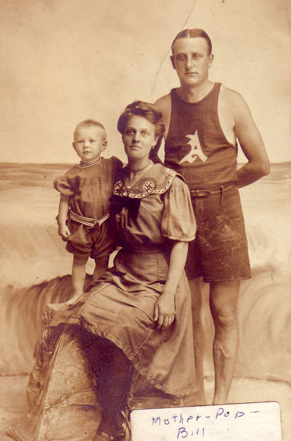 William A., Ruby R., and William E. Lickfeld Jr. at Holly Beach, New Jersey, 1911