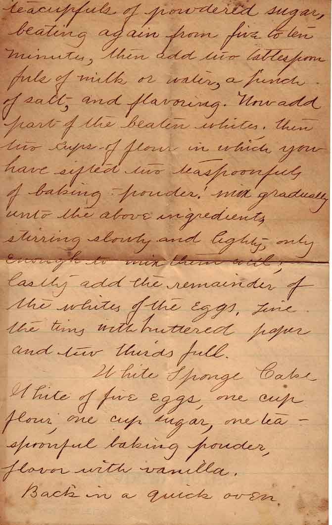 Emma Gaebler Lickfeld's cake recipe, page 2