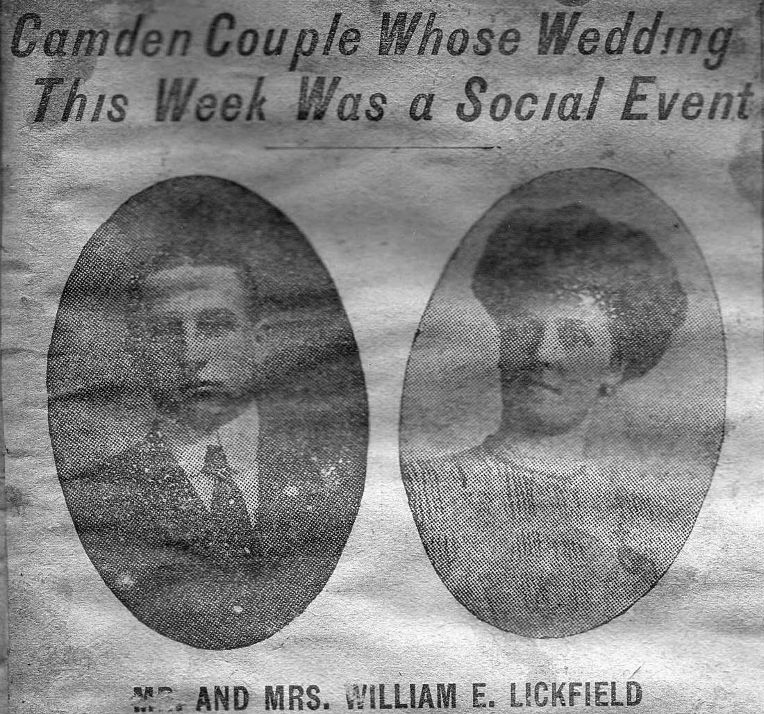 Alpha Club member William E. Lickfeld and Ruby T. — wedding photograph, 1900s