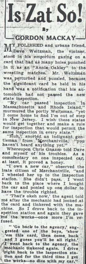 Is Zat So! column, January 14, 1938, page 1