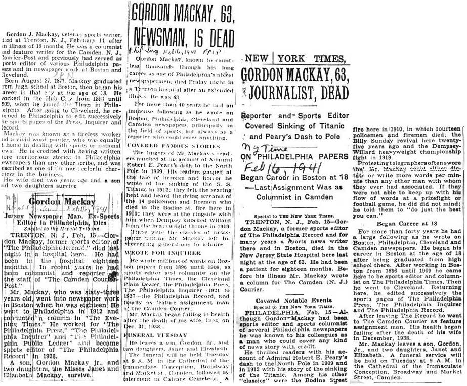 New York Times obituary, February 16, 1941, page 2