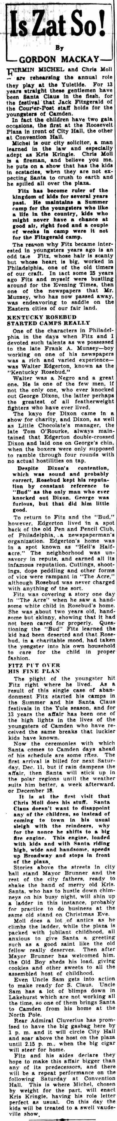 Camden Courier-Post, December 6, 1937 — Firmin Michel, Christopher Moll, Gordon Mackay, and others