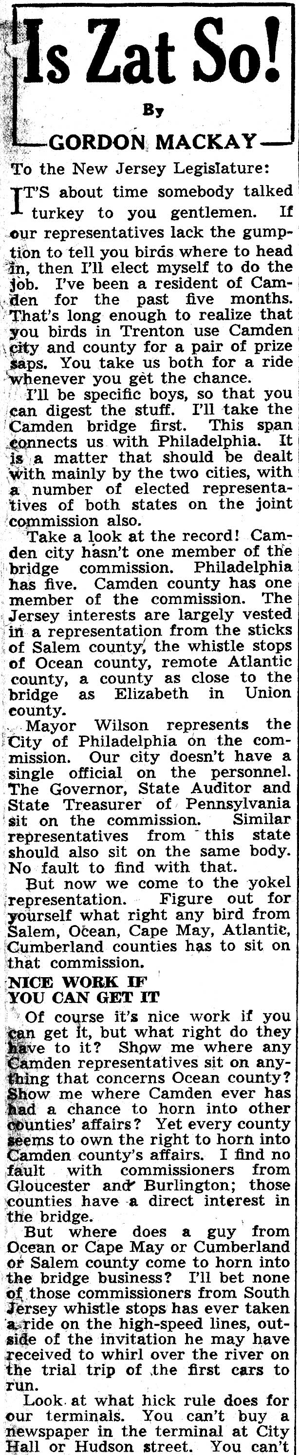 Is Zat So! - Camden Courier-Post, February 22, 1938