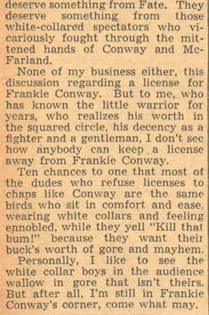 Gordon Mackay column on Frankie Conway, page 6