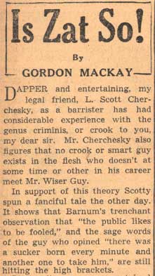 Is Zat So! By Gordon Mackay — June 10, 1938