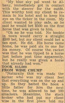 Is Zat So! — Took $15,000 From the Chump
