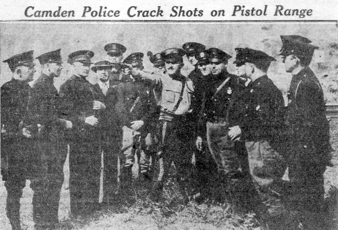 Camden police officers at the pistol range, September 1932