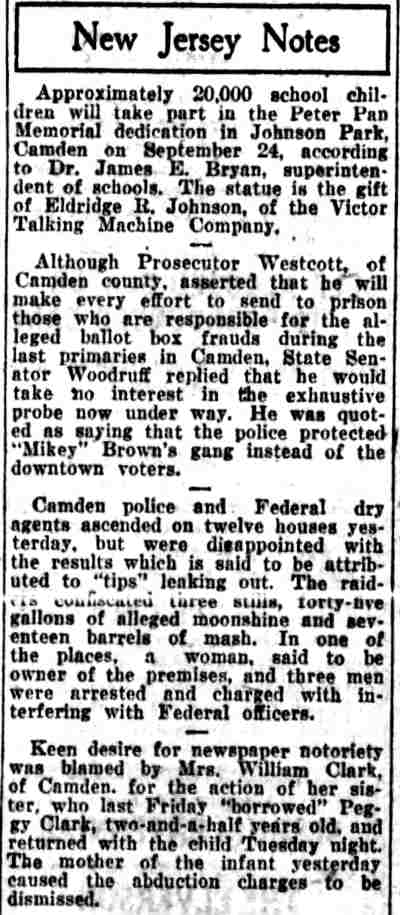 Philadelphia Inquirer September 16, 1926 - New Jersey Notes