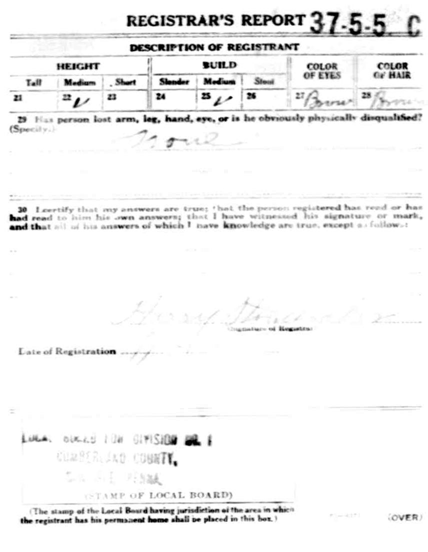 Vincenzo 'James' Nasuti World War I draft card — back