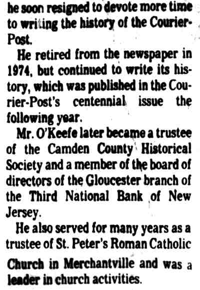 Stephen O'Keefe obituary, final