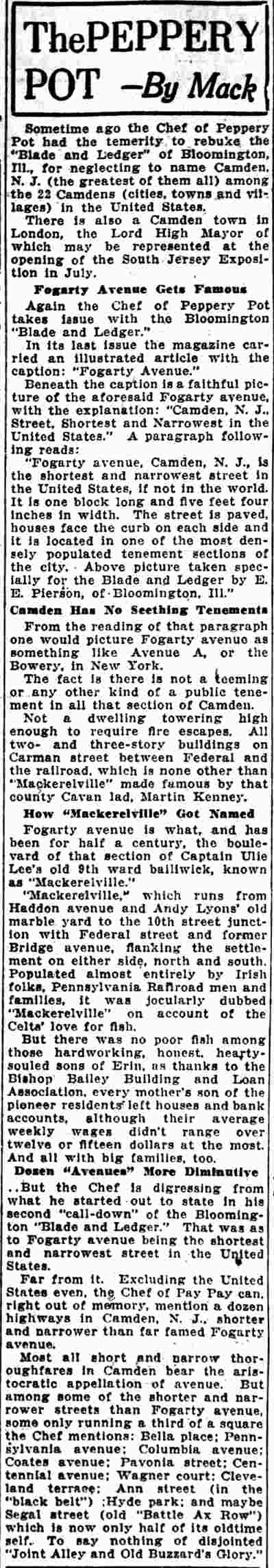 The Peppery Pot by Mack, Camden Daily Courier, May 10, 1926