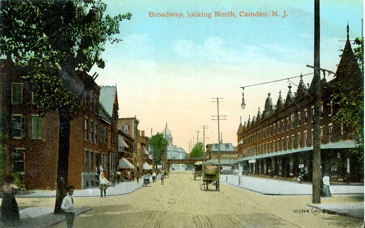 Broadway looking north from Stevens Street, about 1906