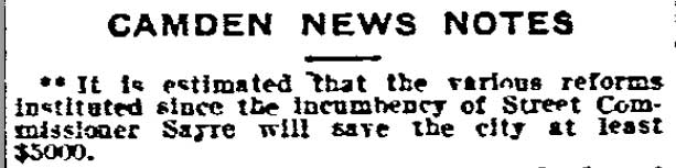 Philadelphia Inquirer article about Alfred L. Sayers, August 10, 1910