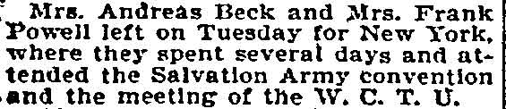 Mrs. Beck and Mrs. Powell Attend Conventions in New York - Philadelphia Inquirer, October 27, 1895