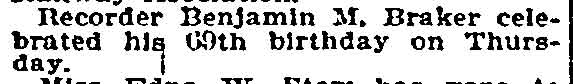 Philadelphia Inquirer, October 27, 1895 — Benjamin Braker
