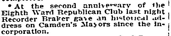 Philadelphia Inquirer, December 21, 1894 — Benjamin Braker
