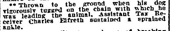 Brief news item mentioning Charles Elfreth