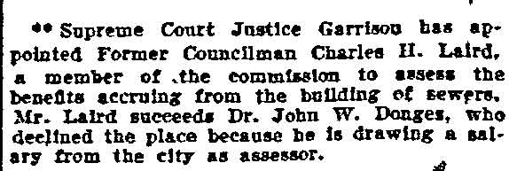 Philadelphia Inquirer, January 31, 1904, article mentioning Dr. John Donges, Charles H. Laird, and Charles G. Garrison