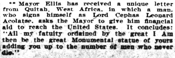 Philadelphia Inquirer, August 12, 1905