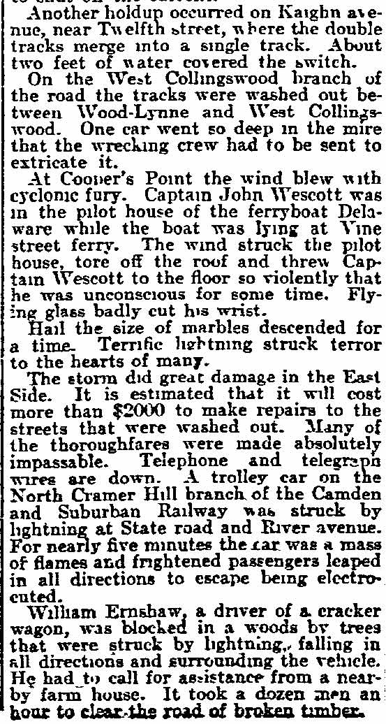 Philadelphia Inquirer, July 4, 1902 — Lightning Struck Camden Trolley, part 2