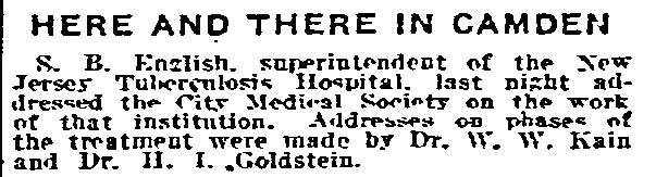 Dr. Hyman I. Goldstein and Dr. W. W. Kain, Philadelphia Inquirer, April 3, 1918