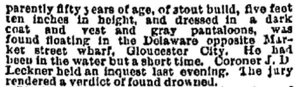 Philadelphia Inquirer, May 28, 1884 — Coroner's Inquest, part 2