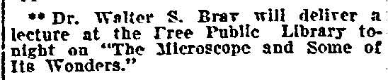 Philadelphia Inquirer, November 1, 1906 — Dr. Walter S. Bray