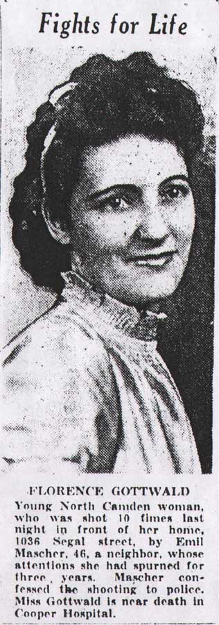 Woman Shot 10 Times By No. Camden Suitor Spurned for 3 Years — Camden Courier-Post, December 27, 1938