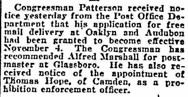 Philadelphia Inquirer, October 15, 1922 – group photo