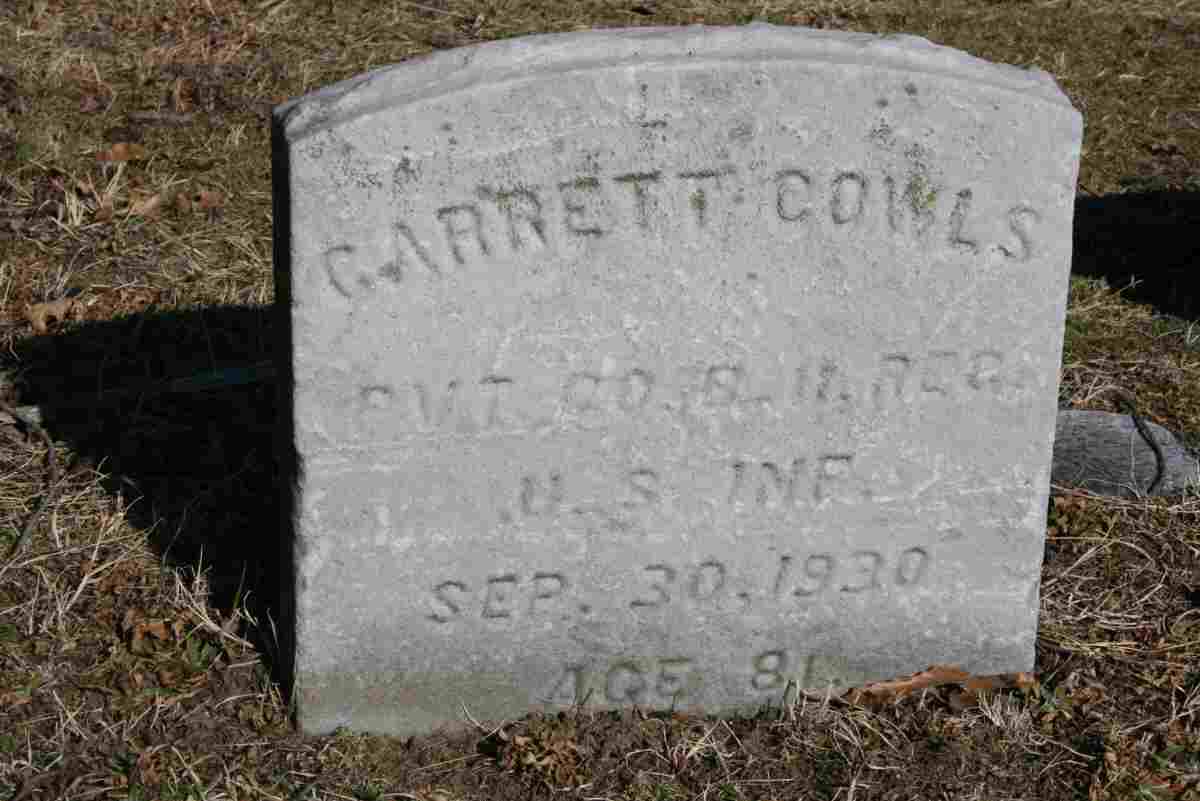 Gravestone of Garrett Cowls, Bethel Cemetery, Pennsauken NJ
