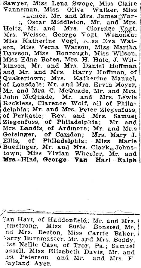 Wedding article continuation and guest list, October 13 1910