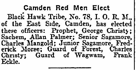 Philadelphia Inquirer July 4, 1903 — Camden Red Men Elect