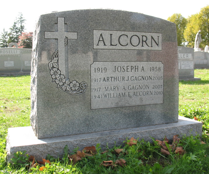 Alcorn family grave marker — Calvary Cemetery, Cherry Hill, NJ