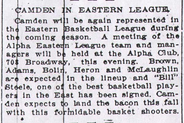 Camden Courier, July 28, 1913 — Camden in Eastern League