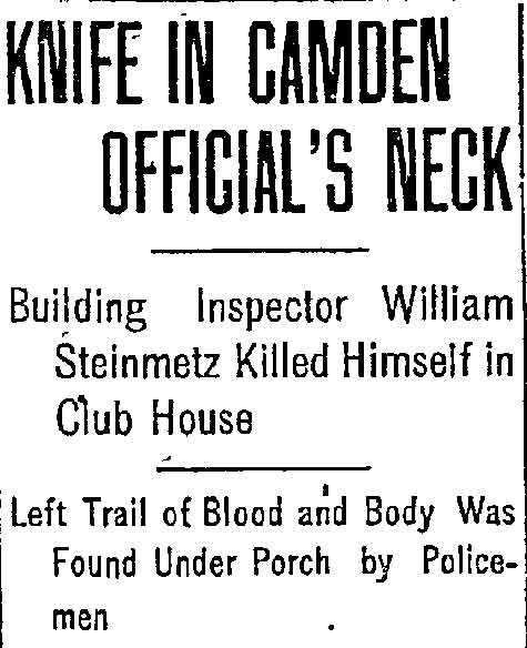 Philadelphia Inquirer, December 30, 1906 — Knife in Camden Official's Neck, part 1
