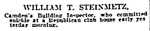 Philadelphia Inquirer, December 30, 1906 — portrait caption of William T. Steinmetz