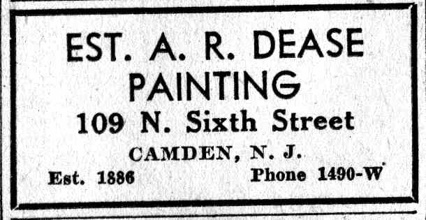 Est. A. R. Dease Painting business advertisement, June 9, 1932