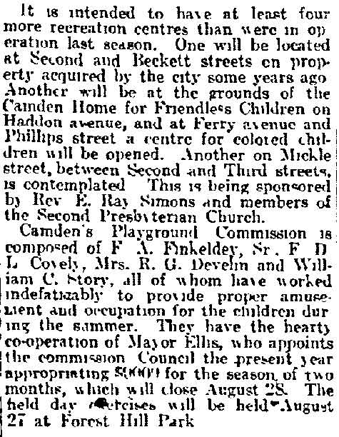 Philadelphia Inquirer June 28, 1915 — Camden Playgrounds (continued)