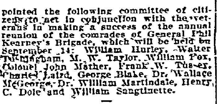 Phil Kearney Brigade Reunion Committee, Philadelphia Inquirer, August 29, 1906
