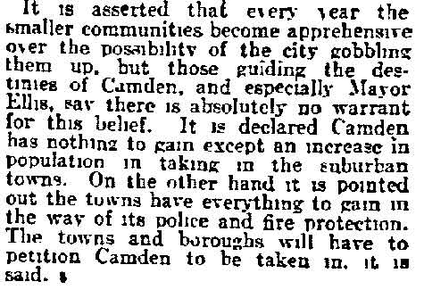 Camden Men Deny Plan to Gobble Small Towns - Philadelphia Inquirer, November 24, 1916