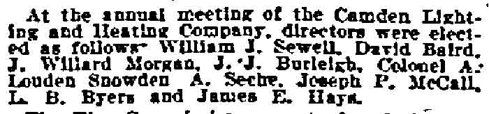 Philadelphia Inquirer, January 24, 1900 — Camden Lighting and Heating Company annual meeting
