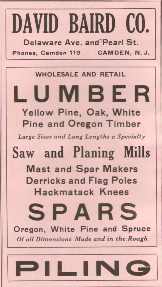 1918-1919 City Directory advertisement for David Baird
