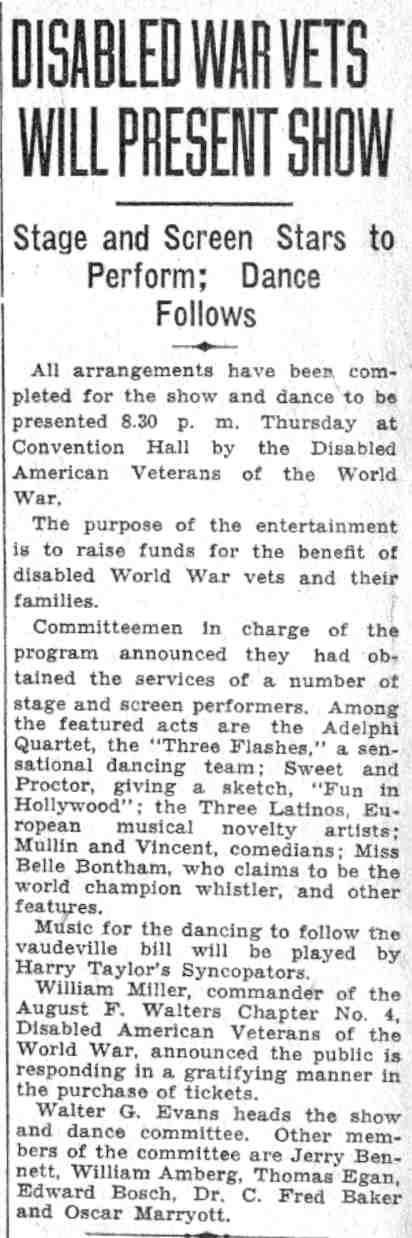 Disabled American Veterans benefit show advertisement