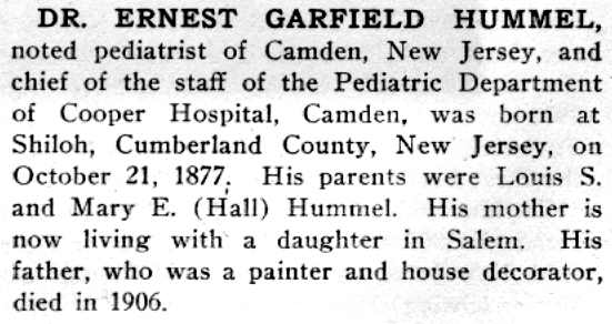 Biography of Dr. Ernest Garfield Hummel, page 1