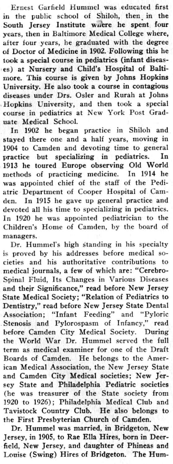 Biography of Dr. Ernest Garfield Hummel, page 2