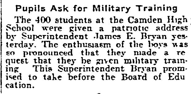 Pupils Ask for Military Training - Philadelphia Inquirer, April 13, 1917
