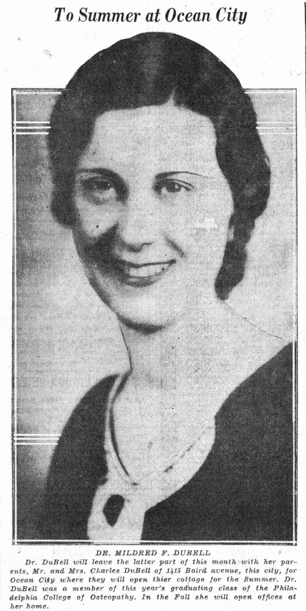 Camden Courier-Post, June 13, 1932 — Dr. Mildred F. DuBell