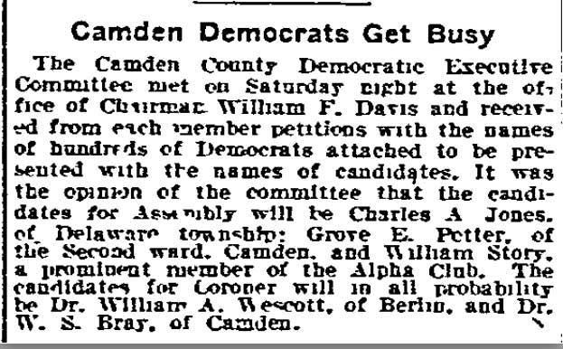 Camden Democrats Get Busy — Philadelphia Inquirer, June 22, 1910